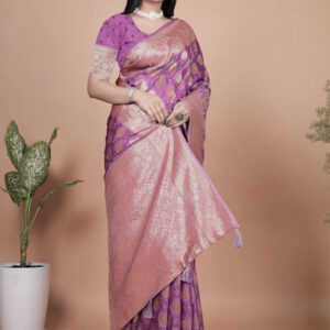 Mameraa Ethnic Motifs Woven Design Zari Saree - Image 3