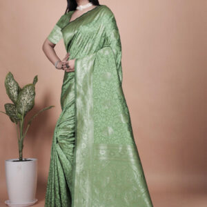 Mameraa Ethnic Motifs Woven Design Zari Saree With Blouse Piece - Image 2