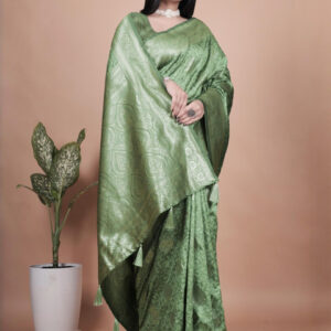 Mameraa Ethnic Motifs Woven Design Zari Saree With Blouse Piece - Image 3
