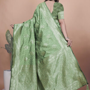 Mameraa Ethnic Motifs Woven Design Zari Saree With Blouse Piece - Image 4