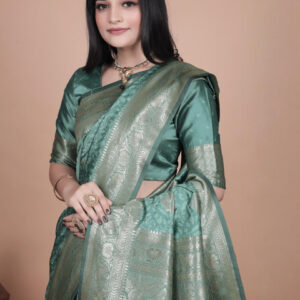 Mameraa Ethnic Motifs Woven Design Zari Saree With Blouse Piece - Image 2