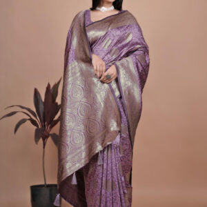 Mameraa Ethnic Motifs Woven Design Zari Saree With Blouse Piece - Image 1