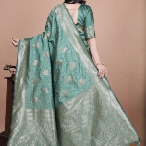 Mameraa Ethnic Motifs Woven Design Zari Saree With Blouse Piece - Image 4