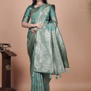 Mameraa Ethnic Motifs Woven Design Zari Saree With Blouse Piece - Image 5