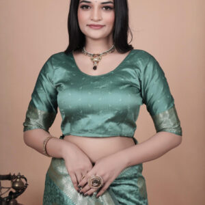 Mameraa Ethnic Motifs Woven Design Zari Saree With Blouse Piece - Image 6