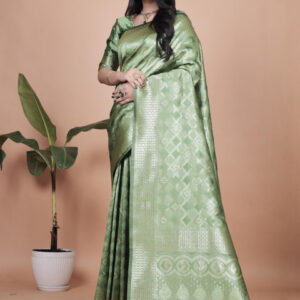 Mameraa Ethnic Motifs Woven Design Zari Saree With Blouse Piece - Image 2