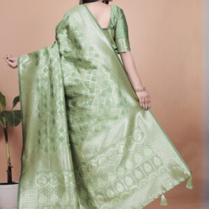 Mameraa Ethnic Motifs Woven Design Zari Saree With Blouse Piece - Image 3