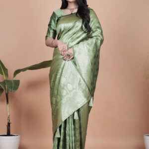 Mameraa Ethnic Motifs Woven Design Zari Saree With Blouse Piece - Image 4