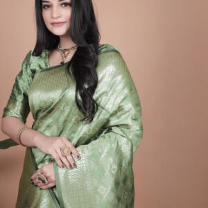 Mameraa Ethnic Motifs Woven Design Zari Saree With Blouse Piece - Image 5