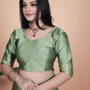 Mameraa Ethnic Motifs Woven Design Zari Saree With Blouse Piece - Image 6