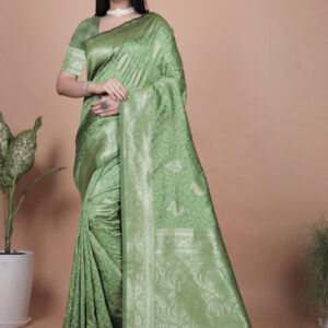 Mameraa Ethnic Motifs Woven Design Zari Saree With Blouse Piece - Image 1