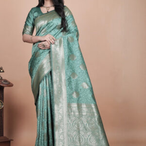 Mameraa Ethnic Motifs Woven Design Zari Saree With Blouse Piece - Image 1