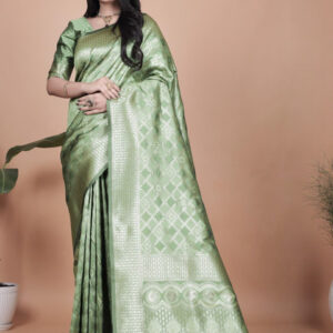 Mameraa Ethnic Motifs Woven Design Zari Saree With Blouse Piece - Image 1
