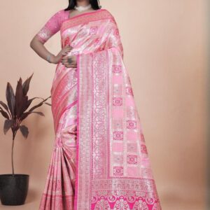 Mameraa Ethnic Motifs Woven Design Zari Saree With Blouse Piece - Image 1