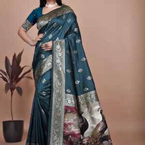 Mameraa Ethnic Motifs Woven Design Zari Saree With Blouse Piece - Image 1