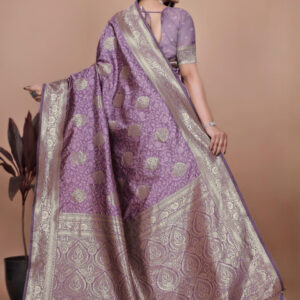Mameraa Ethnic Motifs Woven Design Zari Saree With Blouse Piece - Image 3