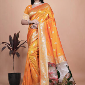 Mameraa Ethnic Motifs Zari Saree - Image 1