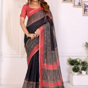 Mameraa Floral Art Silk Saree - Image 1