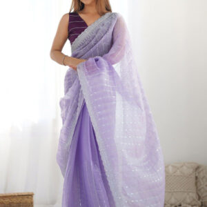 Mameraa Floral Art Silk Saree - Image 1