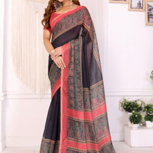 Mameraa Floral Art Silk Saree - Image 3