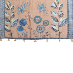 Mameraa Floral Printed Checked Border Saree - Image 6