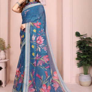 Mameraa Floral Printed Saree - Image 3