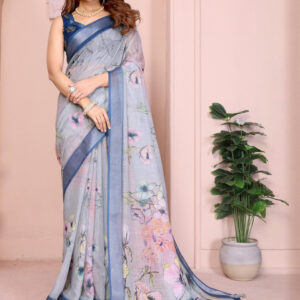 Mameraa Floral Printed Saree - Image 1
