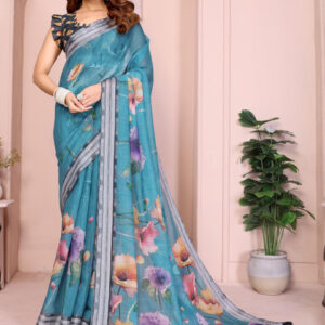 Mameraa Floral Printed Saree - Image 1