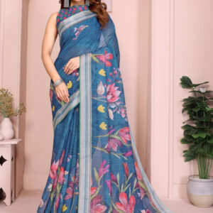 Mameraa Floral Printed Saree - Image 1
