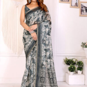 Mameraa Floral Printed Saree - Image 1