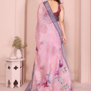 Mameraa Floral Printed Saree With Blouse Piece - Image 4