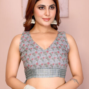 Mameraa Floral Printed Saree With Blouse Piece - Image 6