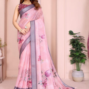 Mameraa Floral Printed Saree With Blouse Piece - Image 1