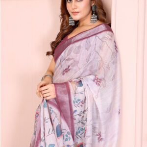 Mameraa Floral Printed Saree With Blouse Piece - Image 2