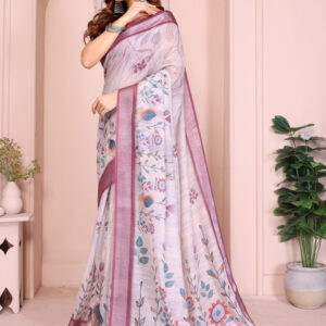 Mameraa Floral Printed Saree With Blouse Piece - Image 3