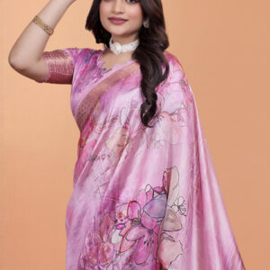 Mameraa Floral Printed Saree With Blouse Piece - Image 2