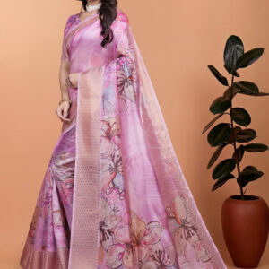 Mameraa Floral Printed Saree With Blouse Piece - Image 3