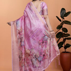 Mameraa Floral Printed Saree With Blouse Piece - Image 4