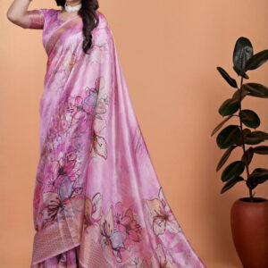 Mameraa Floral Printed Saree With Blouse Piece - Image 5