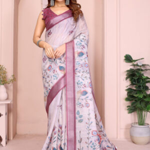 Mameraa Floral Printed Saree With Blouse Piece - Image 1