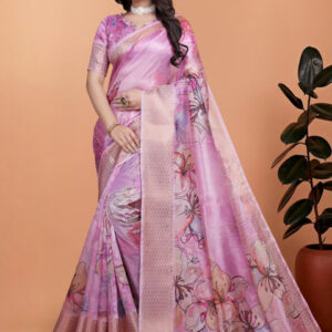 Mameraa Floral Printed Saree With Blouse Piece - Image 1