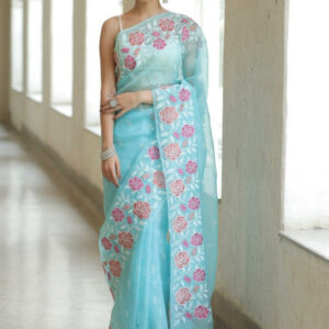 Mameraa Floral Printed Saree With Blouse Piece - Image 1