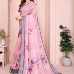 Mameraa Floral Printed Saree With Blouse Piece - Image 3