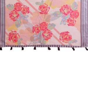 Mameraa Floral Printed Striped Border Saree With Blouse Piece - Image 7