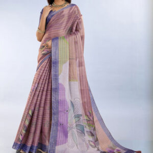 Mameraa Floral Printed Woven Design Border Saree - Image 5