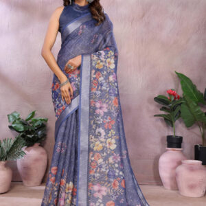 Mameraa Floral Printed Woven Design Saree - Image 1