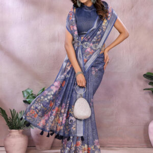 Mameraa Floral Printed Woven Design Saree - Image 5