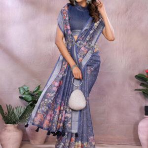 Mameraa Floral Printed Woven Design Saree - Image 6