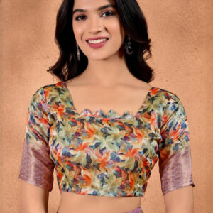 Mameraa Floral Printed Woven Design Zari Saree - Image 6