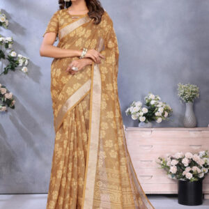 Mameraa Floral Printed Zari Art Silk Saree - Image 1